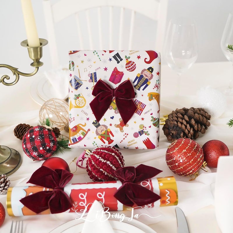 LiBongTa 3.5" Maroon Bows Velvet Ribbon Bow with Self Adhesive, Small Gift Bows Decor, Dark Red Christmas Bows for Treat Bags, Candy Pop, Basket, Party Favor, Craft Bow for Gift Wrapping-24 PCs - Image 5